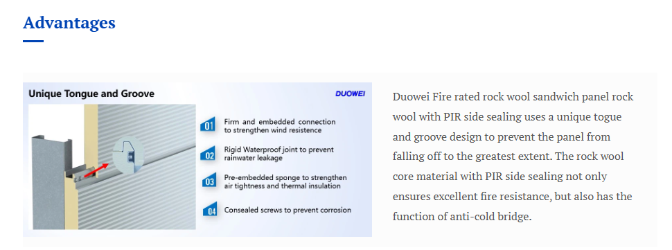 Fire Rated Rock Wool Sandwich Panel